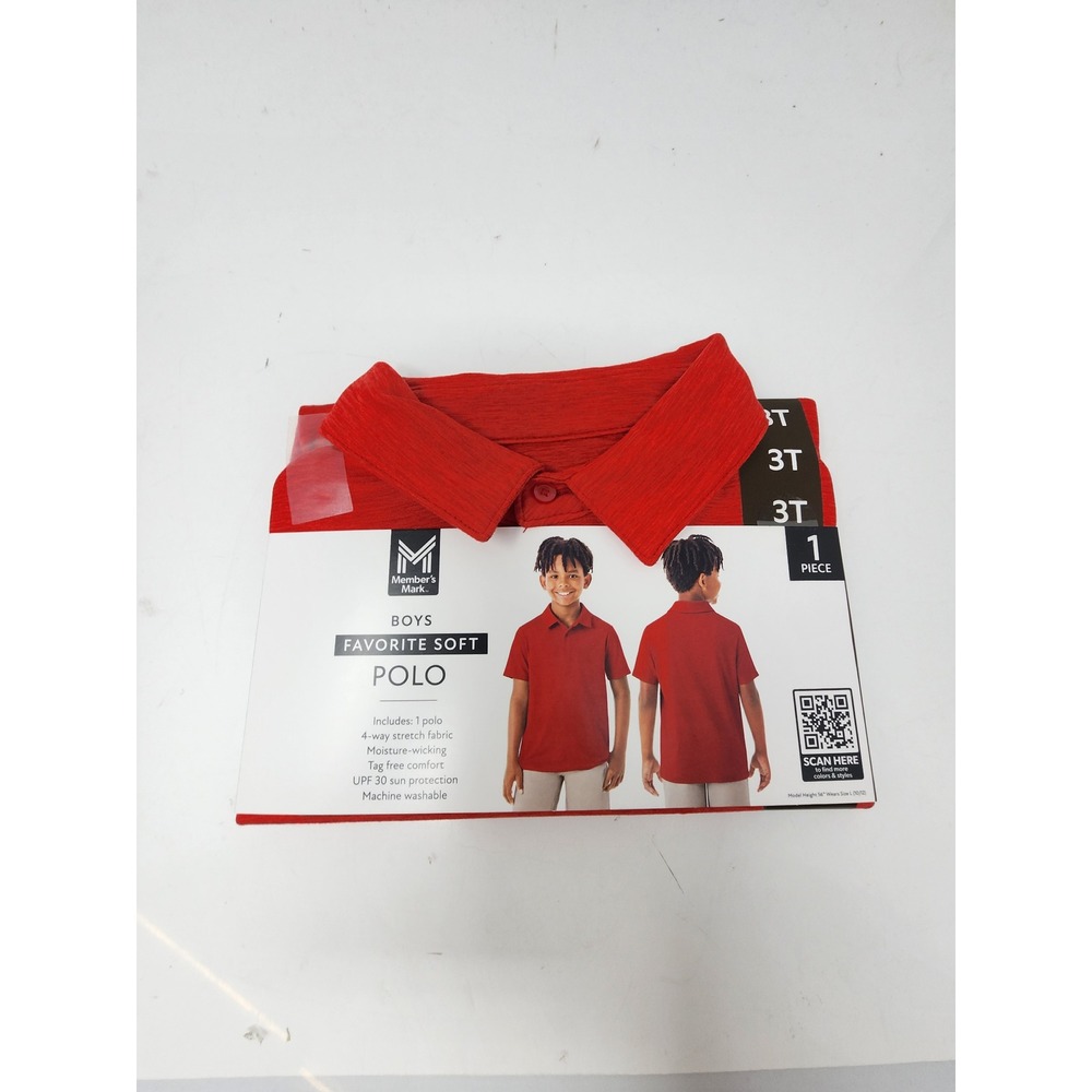 Member's Mark Boys Polo Shirt Red Polyester‎ Blend Casual Size 3T